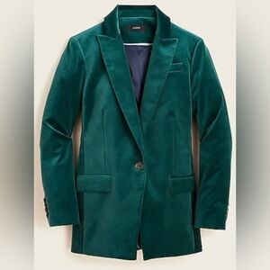 J. Crew Willa Blazer in Teal Stretch Velvet 0